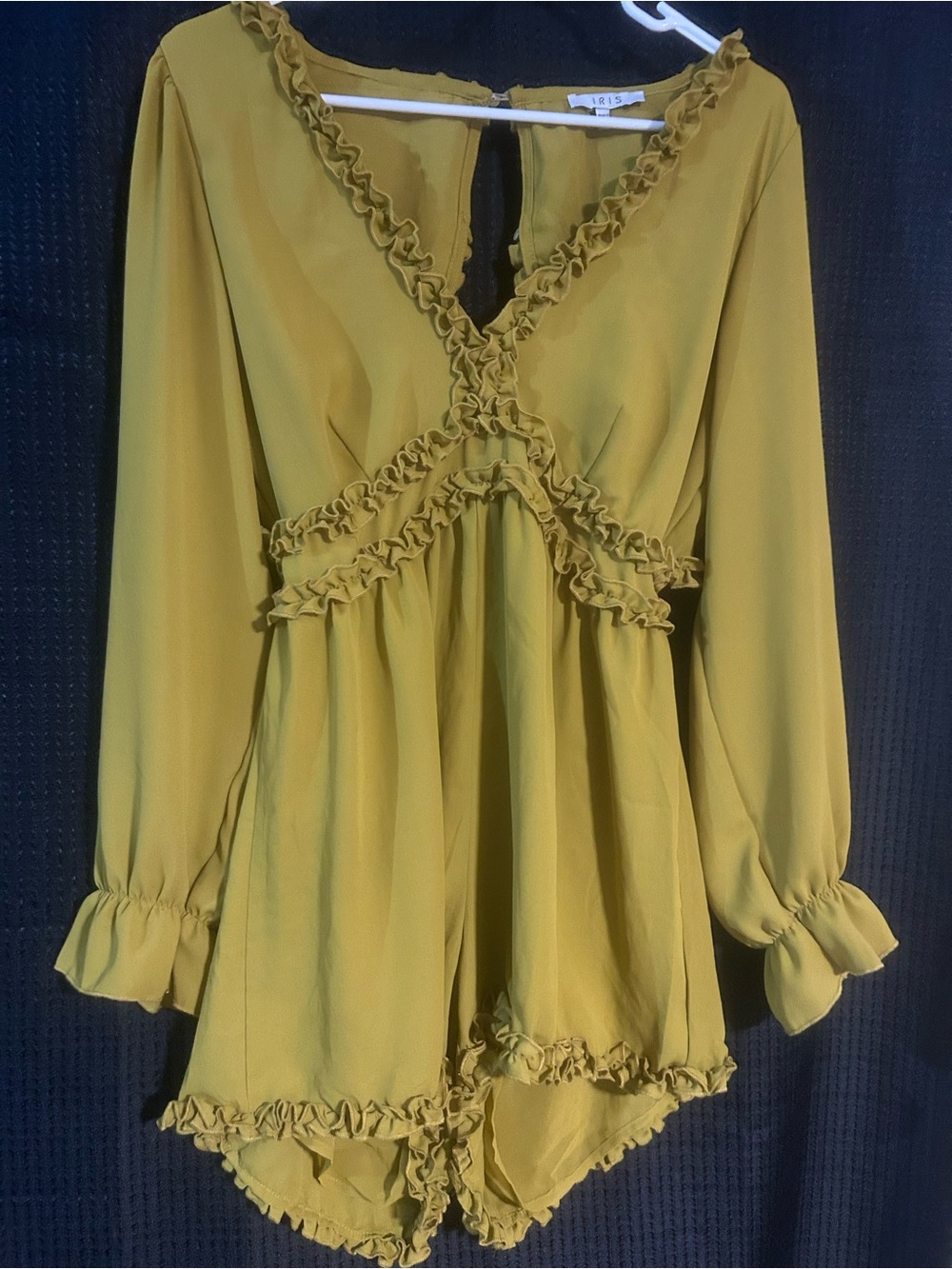 IRIS Ruffle V-Neck Long Sleeve Romper